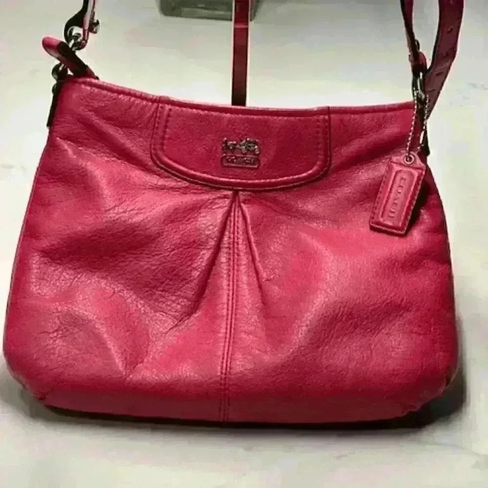 Coach Ashley Crossbody Swingpack Leather Raspberry Pink Shoulder Bag - Picture 2 of 13